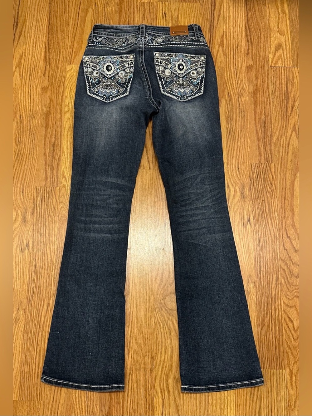 LAMASINI Women's Dark Wash Bling Bootcut Jeans